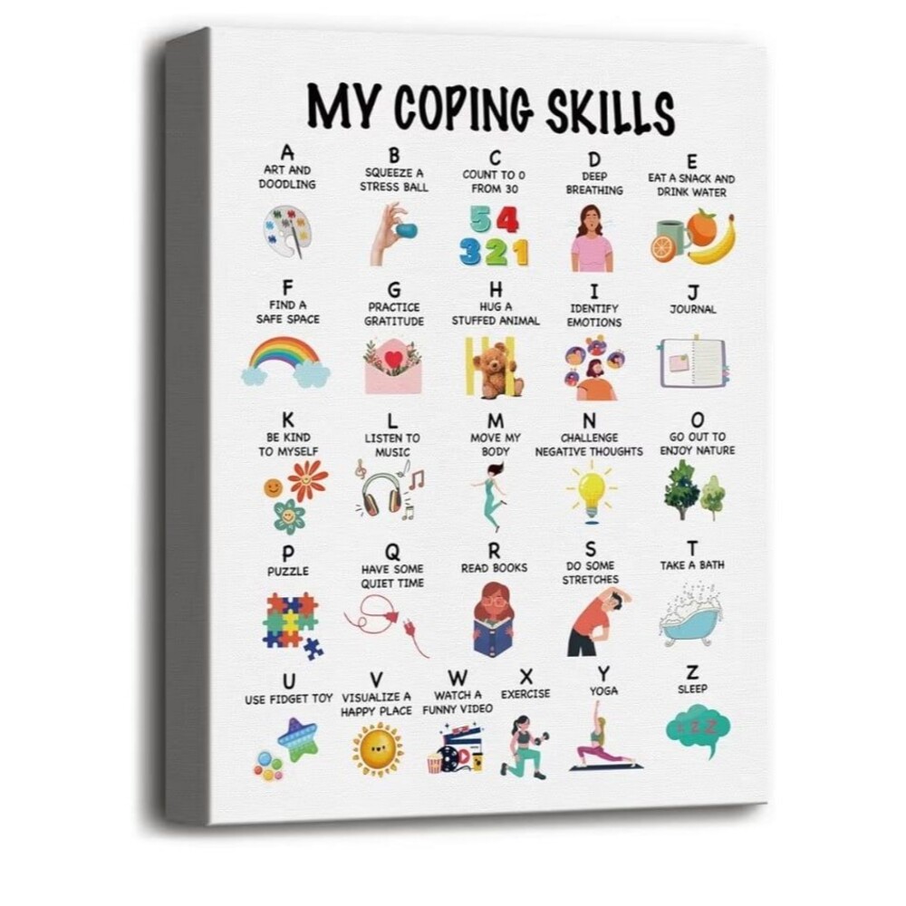 Mental Health Décor, Coping Skills Wall Art Decor 12x15